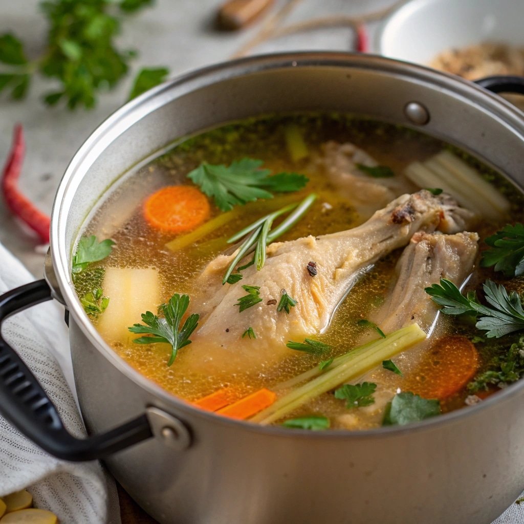 Soup Stock Recipe Chicken: Easy Homemade Flavor on a Budget 3 chicken soup stock recipe simmering