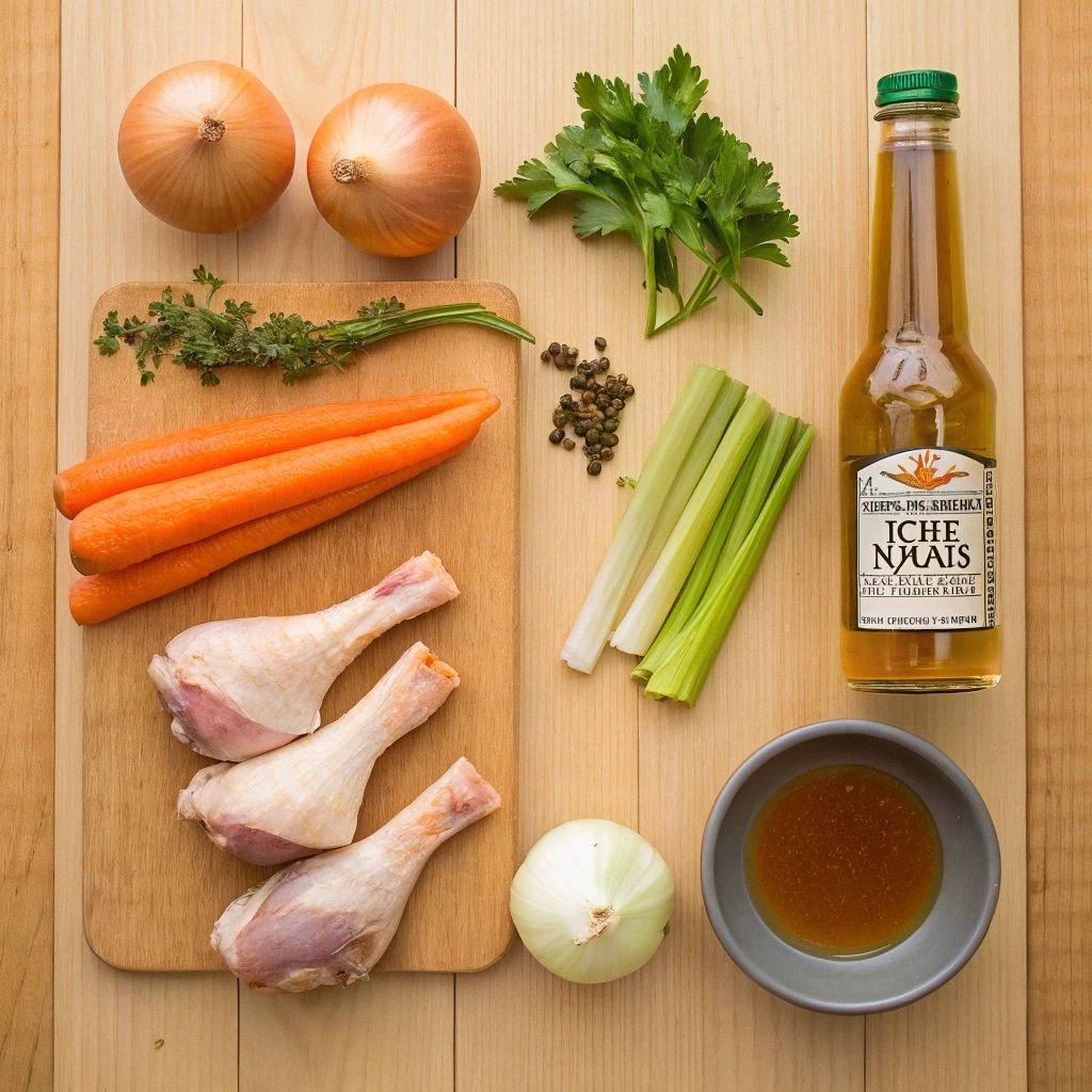 Soup Stock Recipe Chicken: Easy Homemade Flavor on a Budget 2 chicken stock soup recipe ingredients flat lay