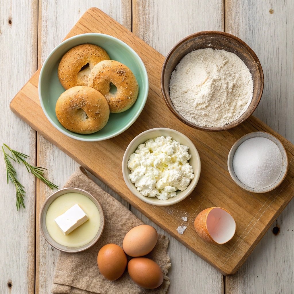 Cottage Cheese Bagels: Delicious, Protein-Packed Breakfast Your Family Will Love 3 Cottage cheese bagel ingredients in bowls