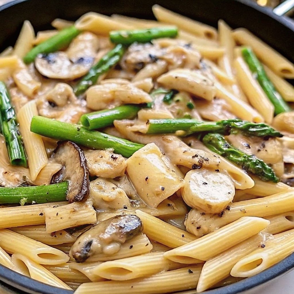 Creamy Mushroom and Asparagus Chicken Penne – Easy & Affordable Dinner 1 creamy mushroom and asparagus chicken penne recipe