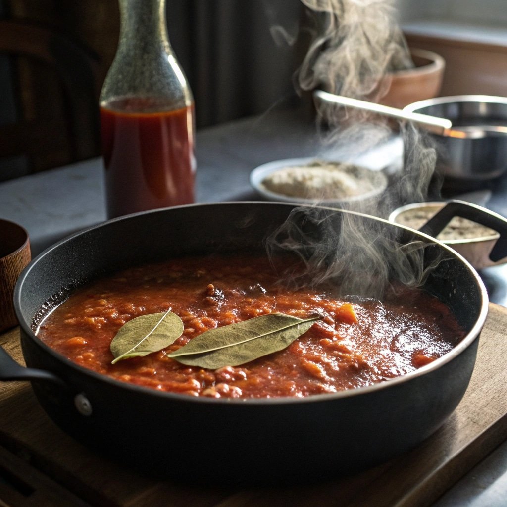 Prawn Creole Recipe: Big Southern Flavor, Small Budget 4 simmering creole sauce