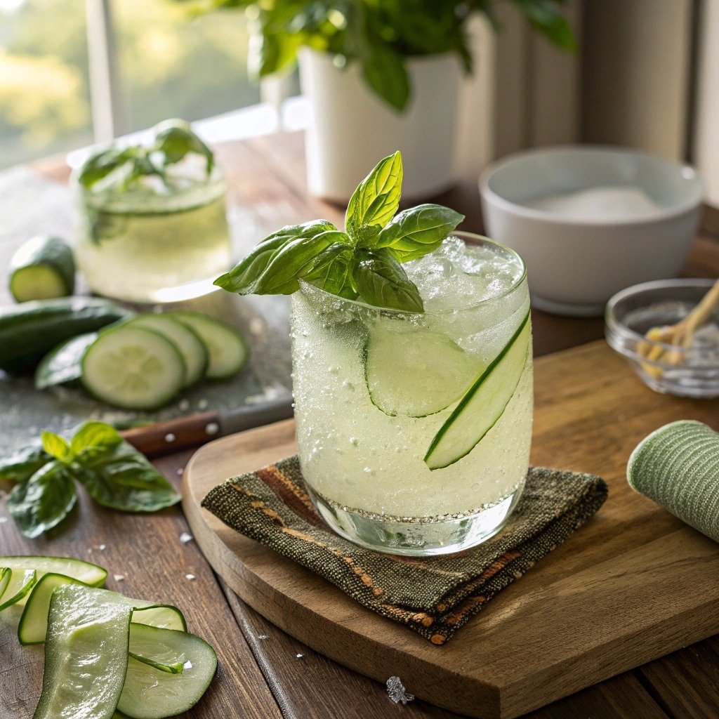 Cucumber Basil Gimlet Recipe: Easy, Refreshing, and Budget-Friendly 1 Cucumber basil gimlet cocktail in a chilled glass