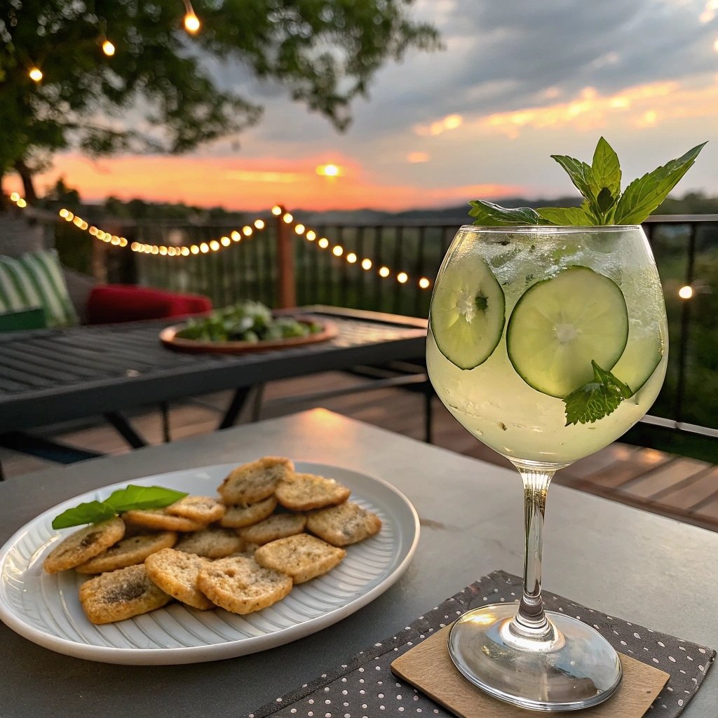 Cucumber Basil Gimlet Recipe: Easy, Refreshing, and Budget-Friendly 3 Serving cucumber basil gimlet outdoors