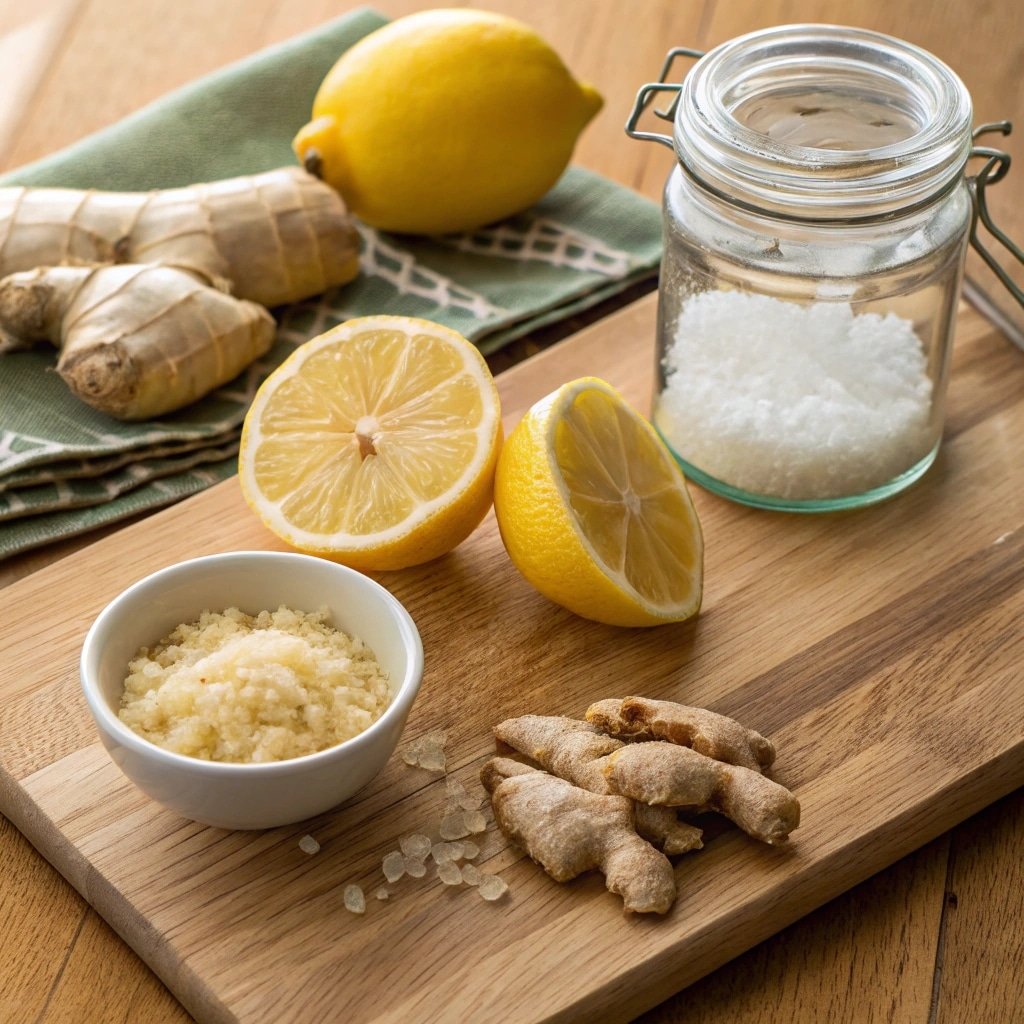 Lemon Ginger Ferment Recipe: Tangy Probiotic Boost for Every Day 2 Ingredients for lemon ginger ferment on wood cutting board