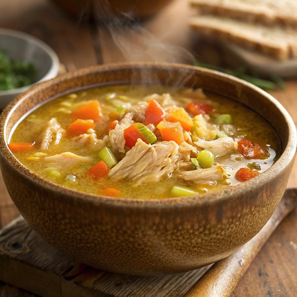 soup stock recipe chicken with visible chicken pieces